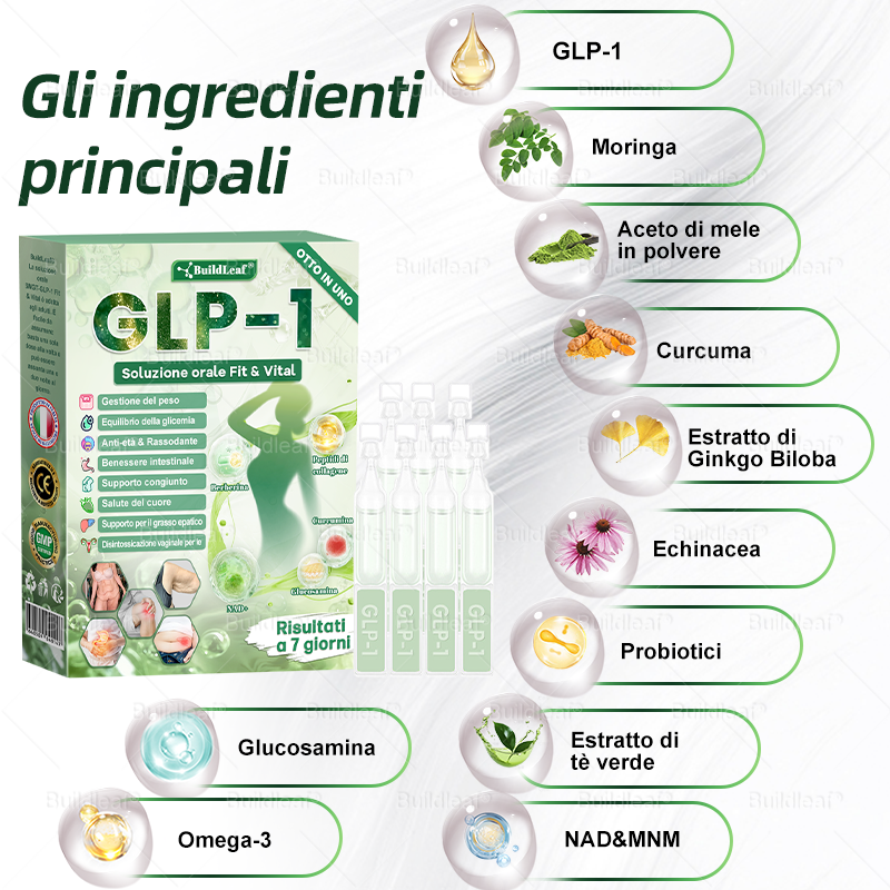Negozio ufficiale | ššBuildLeafĀ® GLP-1 8-in-1 Fit & Vital Soluzione Orale (Solo una volta al giorno, cambiamenti visibili in 7 giorni) ā
Per obesitĆ , salute cardiovascolare, diabete, apnea notturna, salute intestinale, problemi articolari e altro
