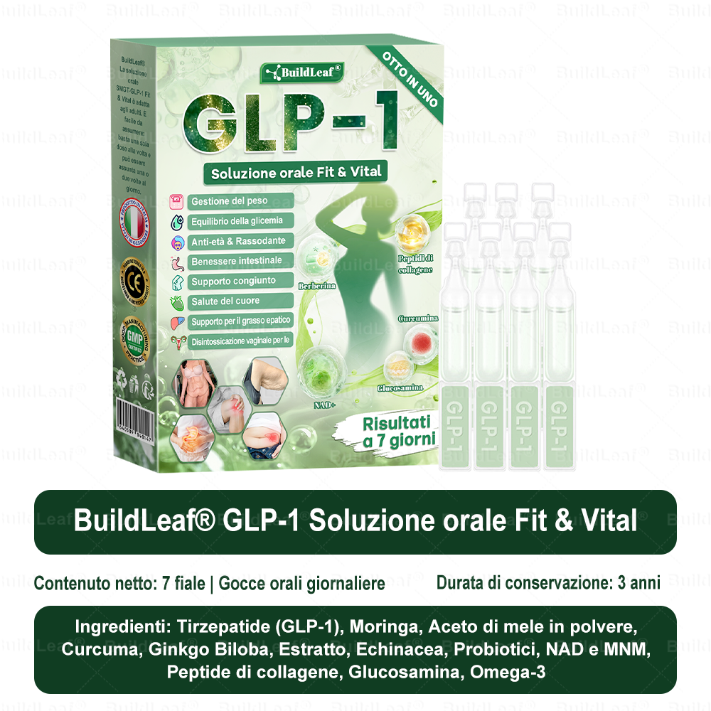 Negozio ufficiale | 💎BuildLeaf® GLP-1 8-in-1 Fit & Vital Soluzione Orale (Solo una volta al giorno, cambiamenti visibili in 7 giorni) ✅ Per obesità, salute cardiovascolare, diabete, apnea notturna, salute intestinale, problemi articolari e altro